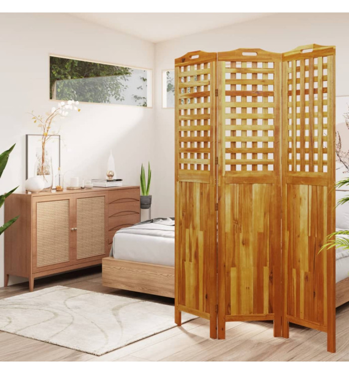 Cloison de séparation 3 panneaux 121,5x2x180 cm Bois d'acacia | Mobilier & Déco