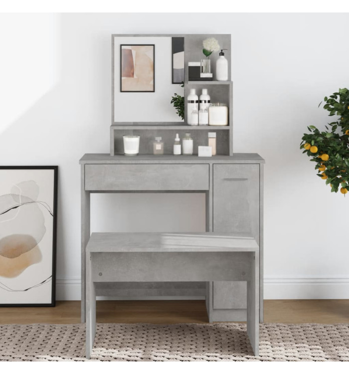 Coiffeuse avec miroir Gris béton 86,5x35x136 cm | Mobilier & Déco