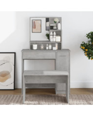 Coiffeuse avec miroir Gris béton 86,5x35x136 cm | Mobilier & Déco