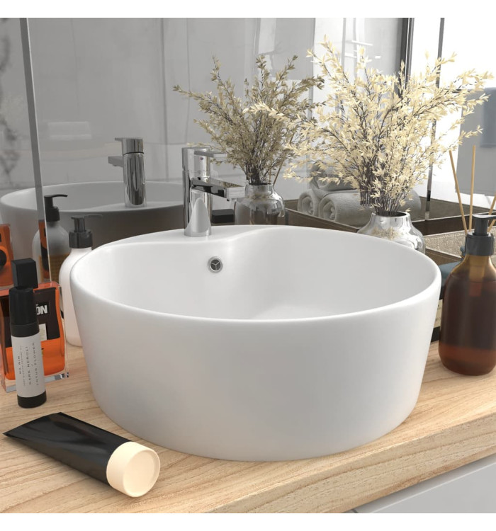 Lavabo de luxe avec trop-plein Blanc mat 36x13 cm Céramique | Mobilier & Déco