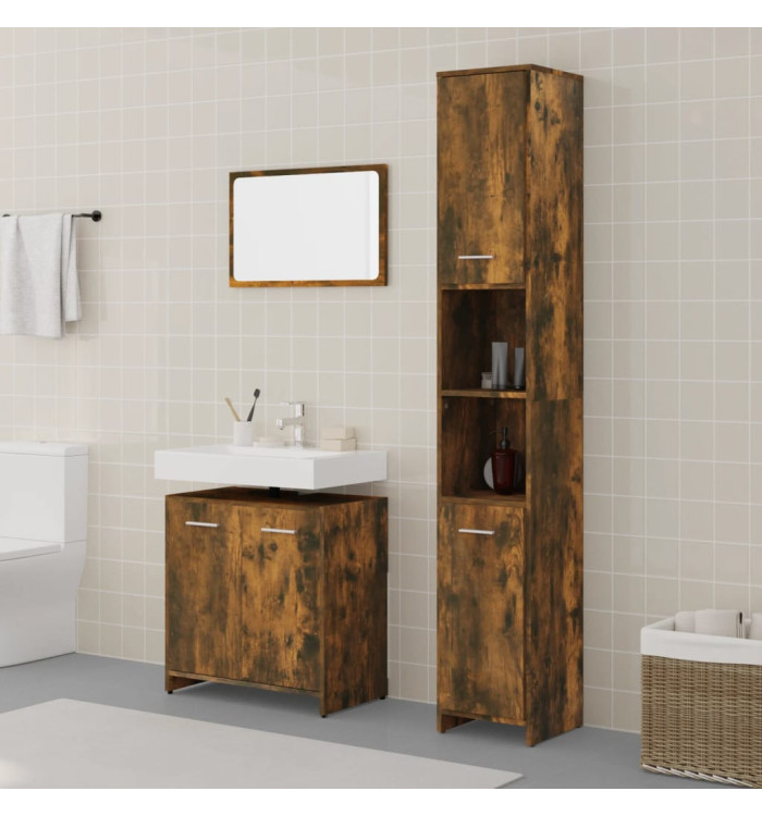 Ensemble de meubles de salle de bain 3 pcs Chêne fumé | Mobilier & Déco