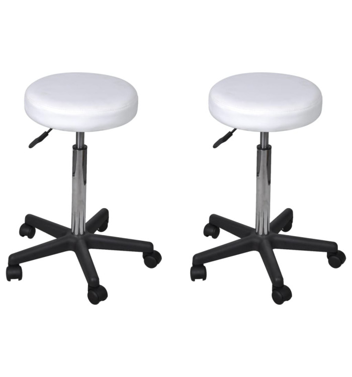 Tabourets de bureau lot de 2 Blanc 35,5x84 cm Similicuir | Mobilier & Déco