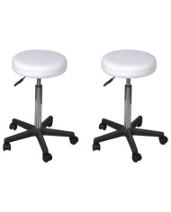 Tabourets de bureau lot de 2 Blanc 35,5x84 cm Similicuir | Mobilier & Déco