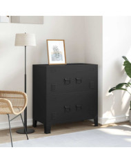Coffre de rangement industriel Noir 75x40x80 cm Acier | Mobilier & Déco