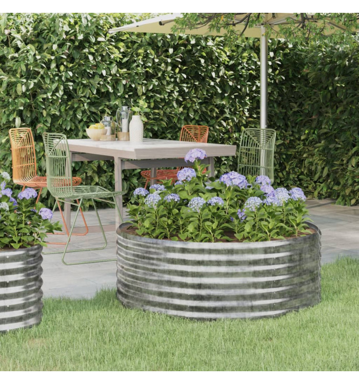 Lit surélevé de jardin Acier enduit de poudre Argenté | Mobilier & Déco
