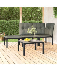 Table basse de jardin gris 55x55x31 cm DPC et acier | Mobilier & Déco
