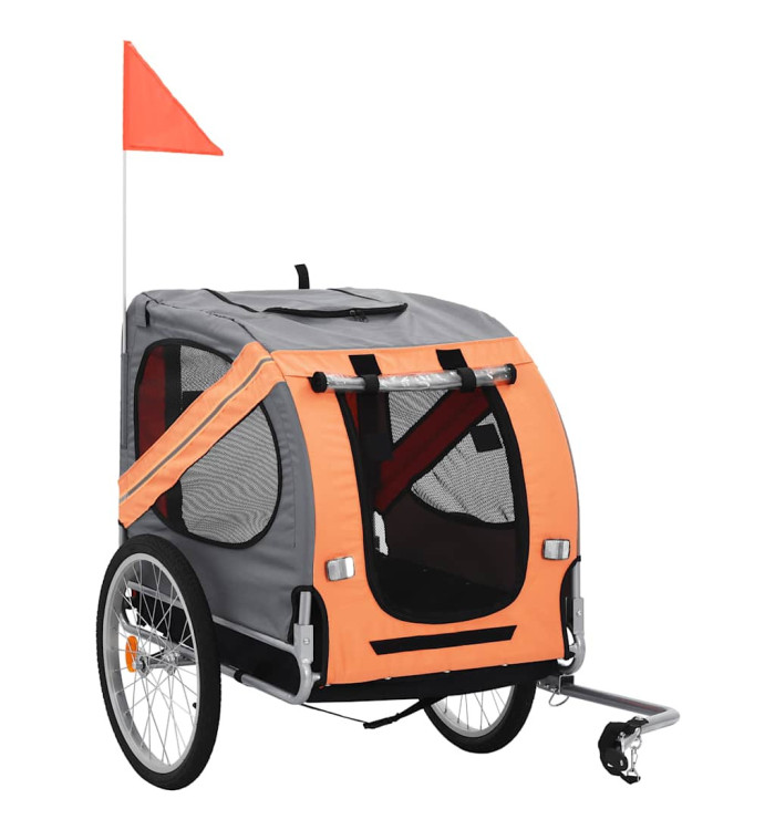 Remorque de vélo pour animaux de compagnie orange et gris | Mobilier & Déco