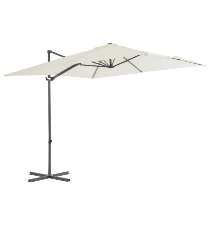 Parasol de jardin en porte-à-faux avec mât en acier sable | Mobilier & Déco
