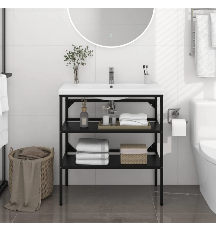 Cadre de lavabo de salle de bain Noir 79x38x83 cm Fer | Mobilier & Déco