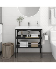 Cadre de lavabo de salle de bain Noir 79x38x83 cm Fer | Mobilier & Déco