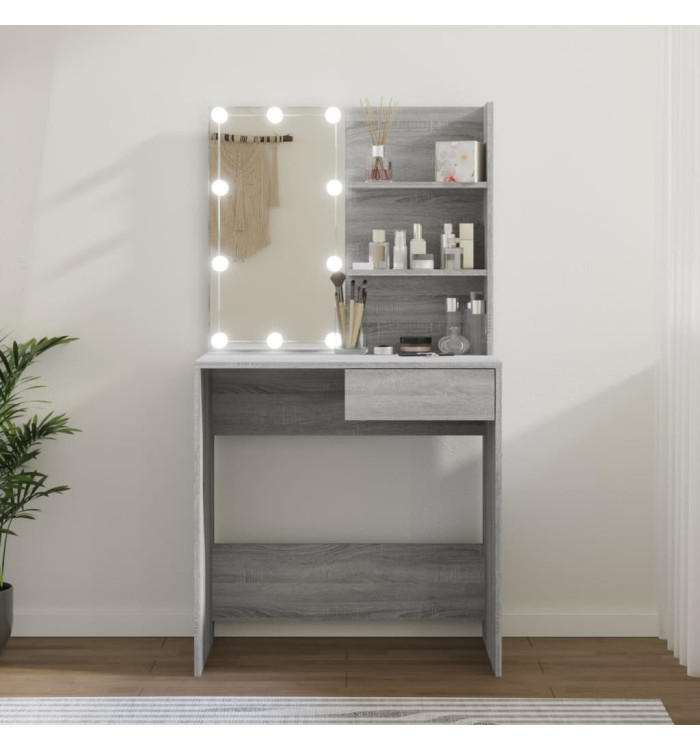 Coiffeuse avec LED Sonoma gris 74,5x40x141 cm | Mobilier & Déco