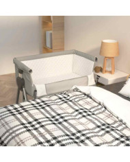 Lit pour bébé avec matelas Gris clair Tissu de lin | Mobilier & Déco