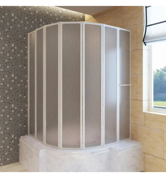 Pare baignoire à 7 volets avec porte-serviettes 140 x 168 cm | Mobilier & Déco
