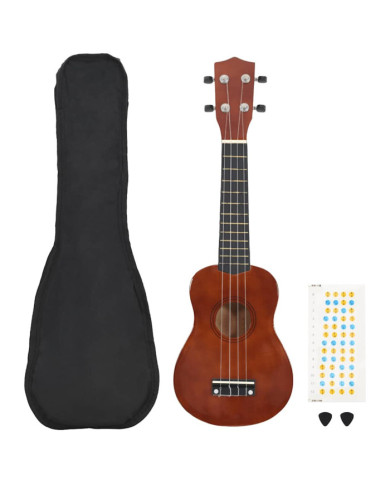 Jeu de ukulélé soprano avec sac pour enfants bois foncé 23" | Mobilier & Déco