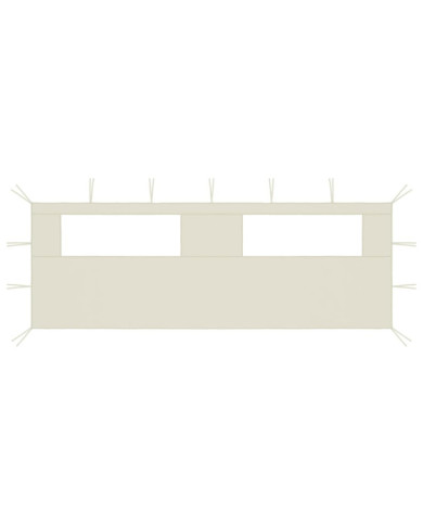 Paroi latérale de belvédère avec fenêtres 6x2 m Crème | Mobilier & Déco