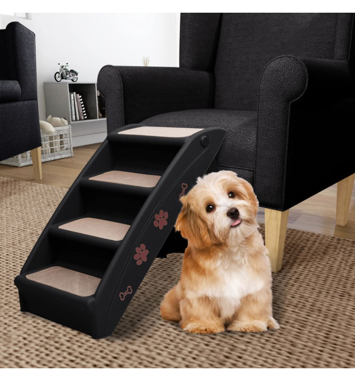 Escaliers pliables pour chiens Noir 62x40x49,5 cm | Mobilier & Déco