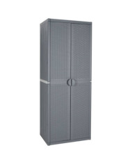 Armoire de rangement de jardin gris 65x45x172 cm PP rotin | Mobilier & Déco
