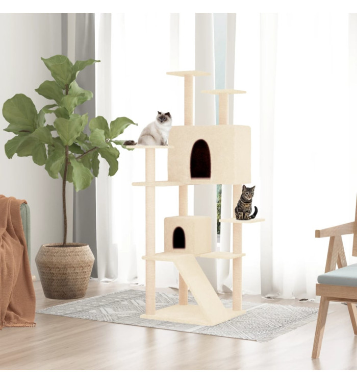Arbre à chat avec griffoirs en sisal Crème 153 cm | Mobilier & Déco