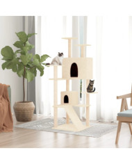 Arbre à chat avec griffoirs en sisal Crème 153 cm | Mobilier & Déco