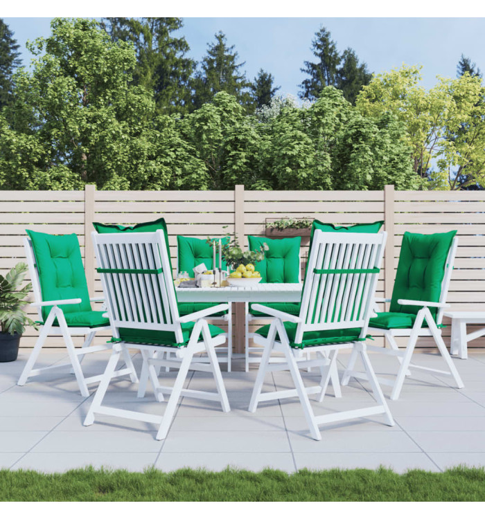 Coussins de chaise de jardin à dossier haut lot de 6 vert tissu | Mobilier & Déco