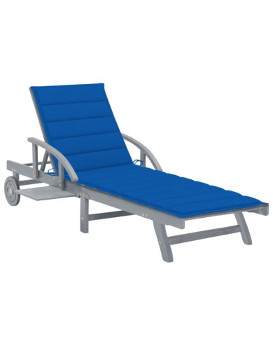 Chaise longue de jardin avec coussin Bois d'acacia solide | Mobilier & Déco