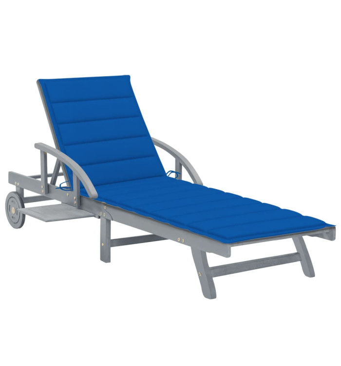Chaise longue de jardin avec coussin Bois d'acacia solide | Mobilier & Déco