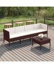 Salon de jardin 5 pcs avec coussins résine tressée marron | Mobilier & Déco
