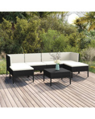 Salon de jardin 7 pcs avec coussins Résine tressée Noir | Mobilier & Déco