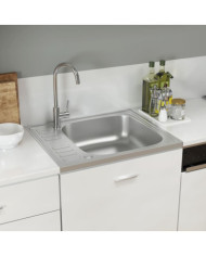 Évier de cuisine et égouttoir argenté 600x500x155 mm inox | Mobilier & Déco