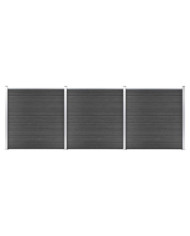 Ensemble de panneau de clôture WPC 526x186 cm Noir | Mobilier & Déco
