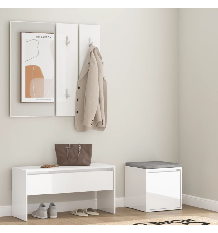 Ensemble de meubles de couloir Blanc brillant Bois d'ingénierie | Mobilier & Déco