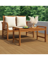Banc canapé avec coussins Blanc crème Bois d'acacia solide | Mobilier & Déco