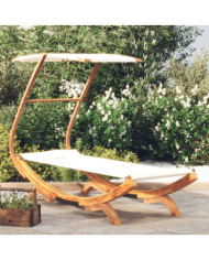 Lit repos avec auvent 100x190x134 cm Bois courbé massif Crème | Mobilier & Déco