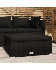 Repose-pied de jardin coussin Noir 70x70x30 cm Résine tressée | Mobilier & Déco