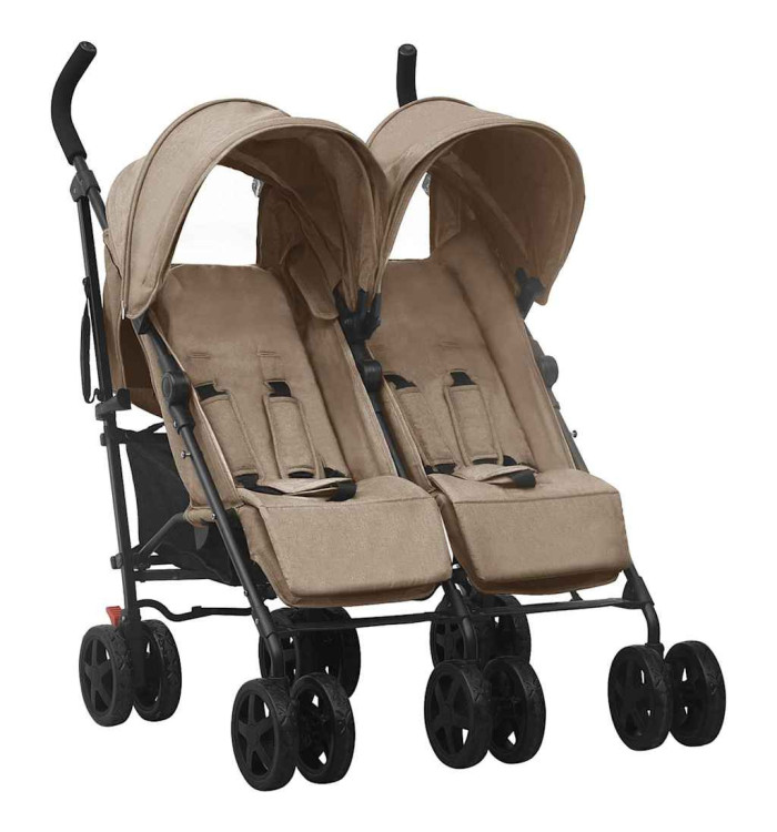 Poussette à deux places Taupe Acier | Mobilier & Déco