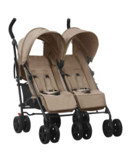 Poussette à deux places Taupe Acier | Mobilier & Déco