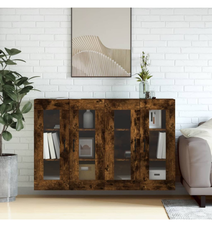 Armoires murales 2 pcs chêne fumé bois d'ingénierie | Mobilier & Déco