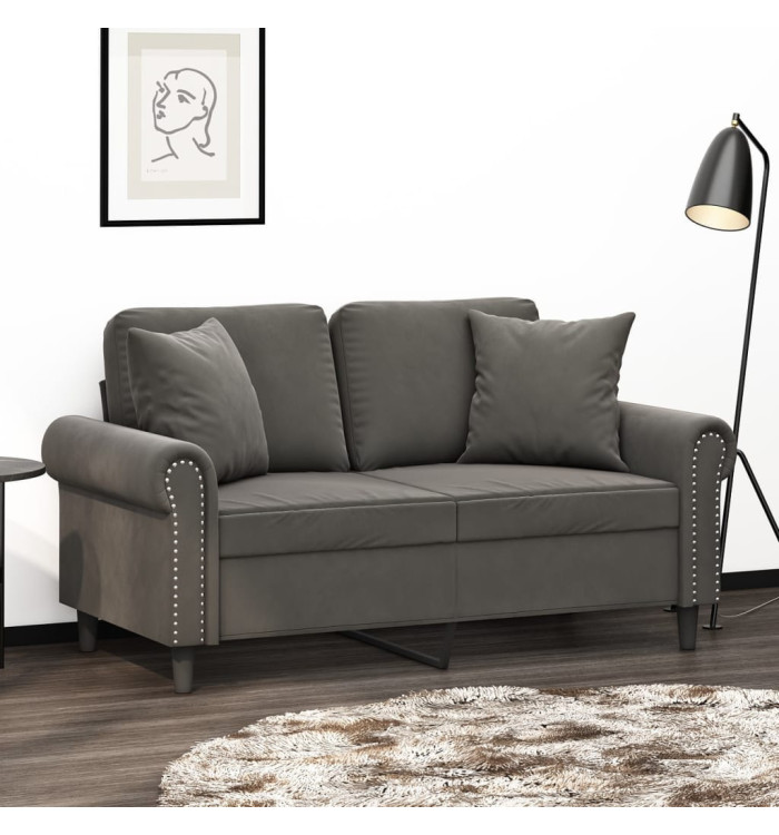 Coussins décoratifs lot de 2 Gris foncé 40x40 cm Velours | Mobilier & Déco