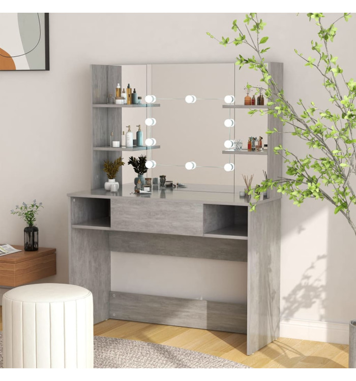 Table de maquillage éclairage LED 100x40x135 cm MDF Gris béton | Mobilier & Déco
