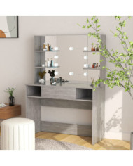 Table de maquillage éclairage LED 100x40x135 cm MDF Gris béton | Mobilier & Déco