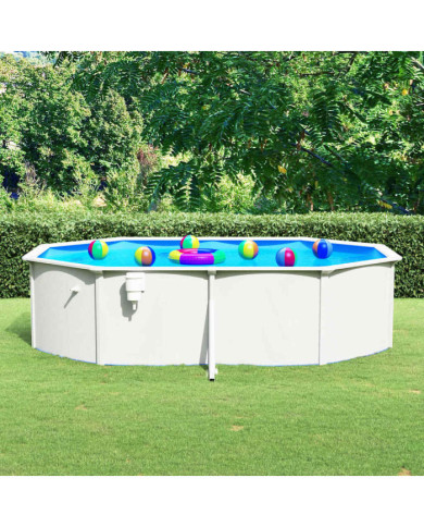 Piscine ovale avec parois en acier 490x360x120 cm Blanc | Mobilier & Déco
