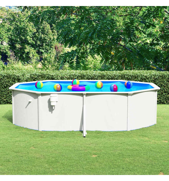 Piscine ovale avec parois en acier 490x360x120 cm Blanc | Mobilier & Déco