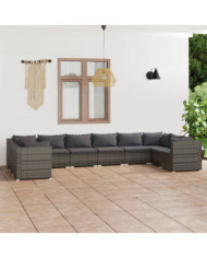 Salon de jardin 10 pcs avec coussins Résine tressée Gris | Mobilier & Déco