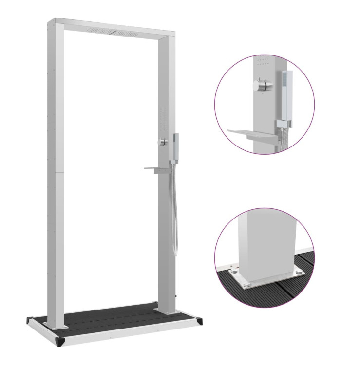 Douche d'extérieur avec receveur WPC Acier inoxydable | Mobilier & Déco