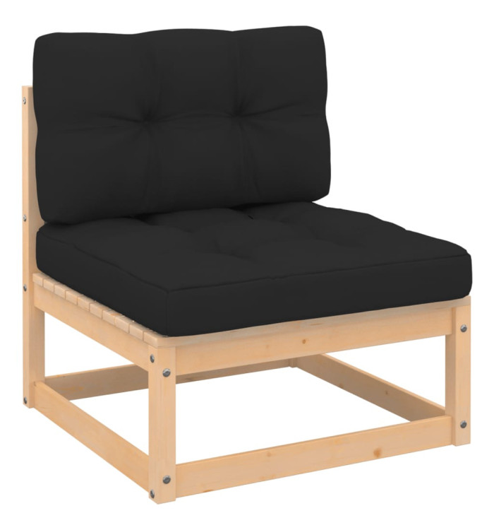 Canapé central de jardin avec coussins Bois de pin massif | Mobilier & Déco