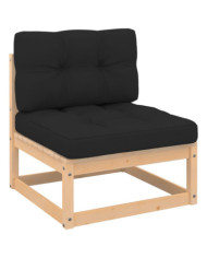 Canapé central de jardin avec coussins Bois de pin massif | Mobilier & Déco