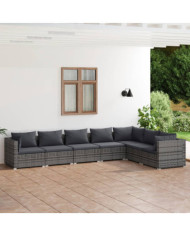 Salon de jardin 7 pcs avec coussins Résine tressée Gris | Mobilier & Déco