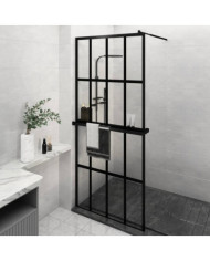 Paroi de douche avec étagère Noir 100x195cm Verre ESGetAluminium | Mobilier & Déco
