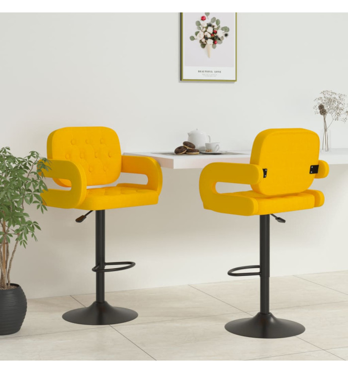 Tabourets de bar lot de 2 jaune moutarde tissu | Mobilier & Déco