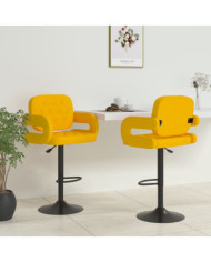 Tabourets de bar lot de 2 jaune moutarde tissu | Mobilier & Déco